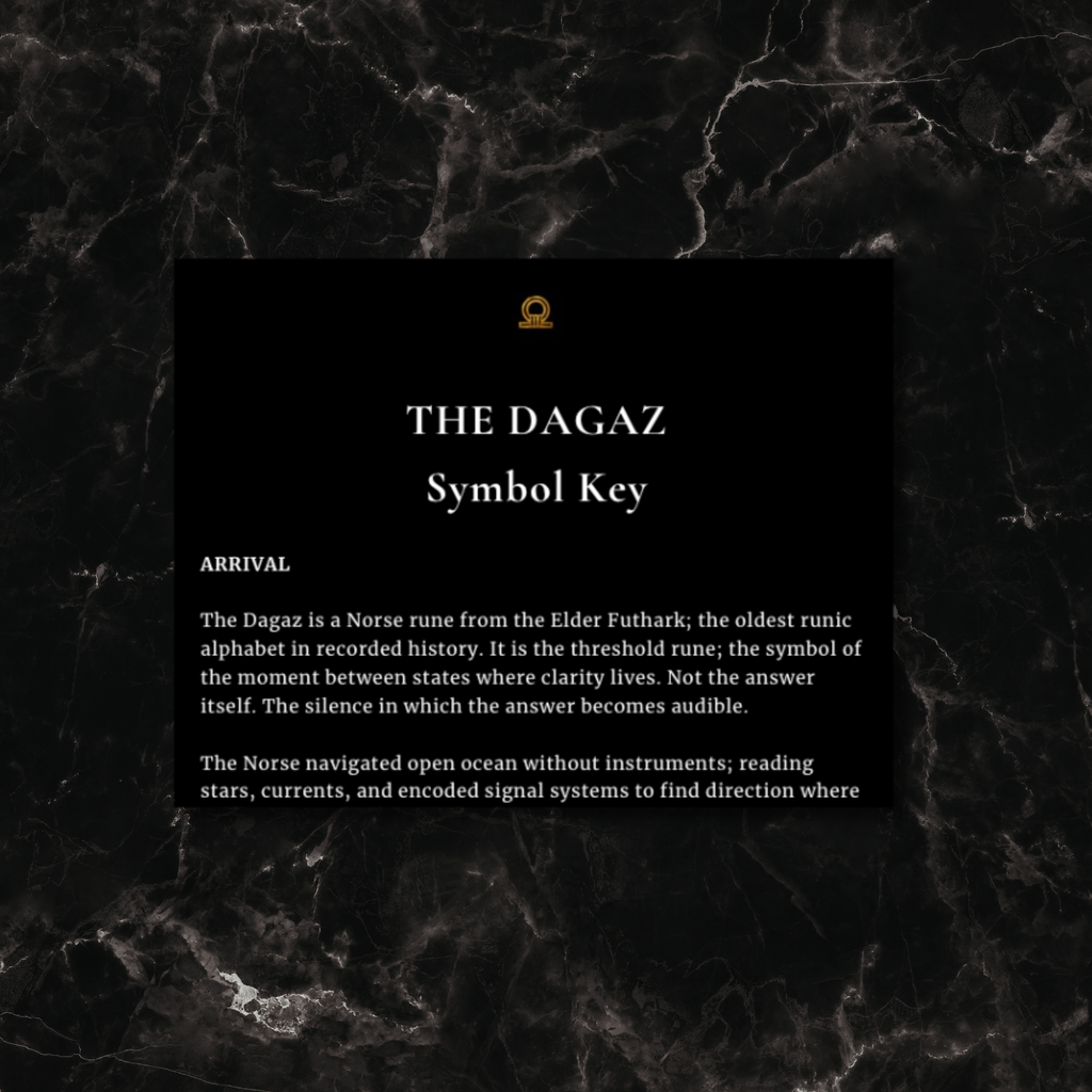 Text about the Dagaz rune on a black background