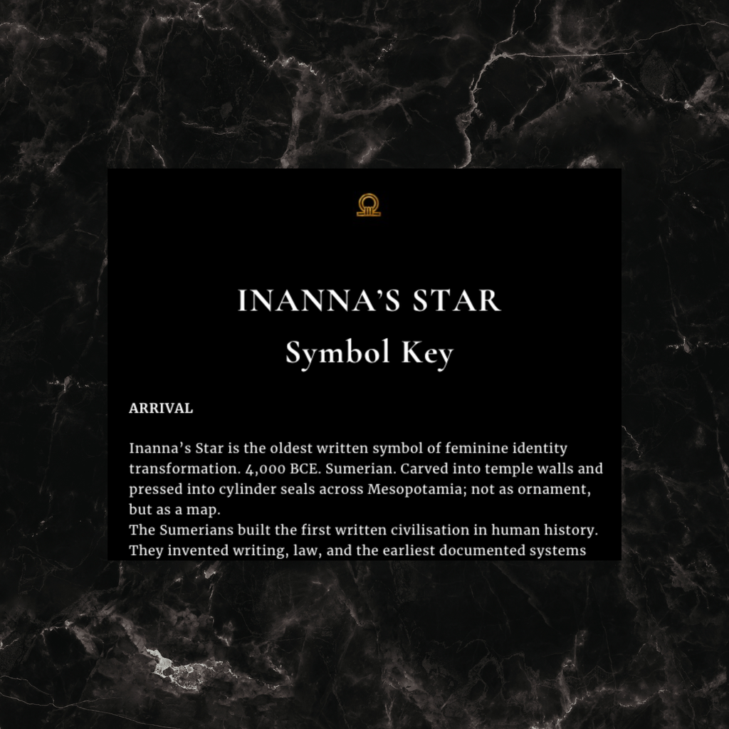 Information about Inanna's Star on a dark marble background